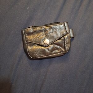 Small Black Leather Quilted Coin Purse